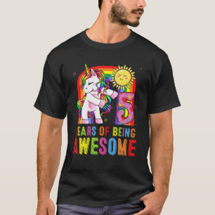 5 Years Old Unicorn Flossing 5Th Birthday Girl Sin T-Shirt