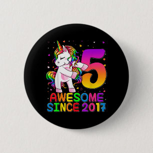 5 Years Old Unicorn Flossing 5th Birthday Girl Uni 6 Cm Round Badge