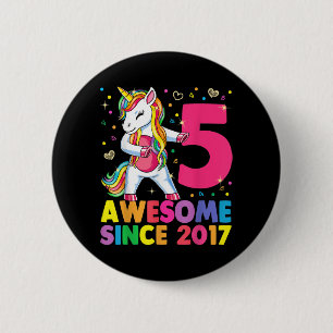 5 Years Old Unicorn Flossing 5th Birthday Girl Uni 6 Cm Round Badge