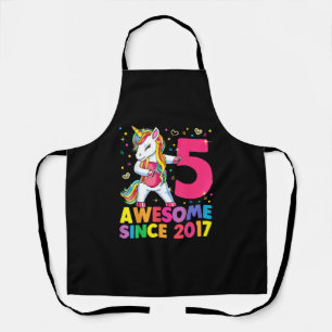 5 Years Old Unicorn Flossing 5th Birthday Girl Uni Apron
