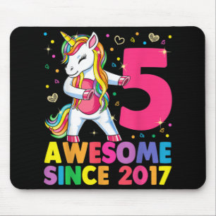 5 Years Old Unicorn Flossing 5th Birthday Girl Uni Mouse Mat