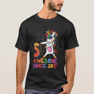 5 Years Old Unicorn Flossing 5Th Birthday Girl Uni T-Shirt