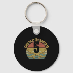 5 Yr Old Skateboarder Skateboarding 5th Birthday S Key Ring