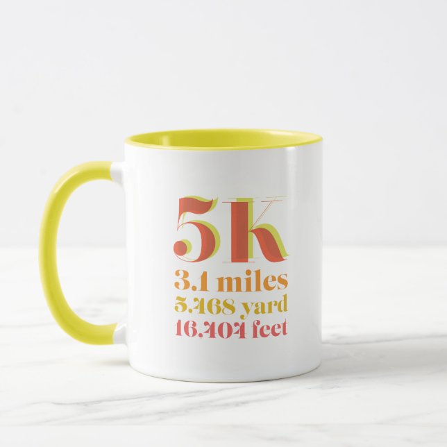 5K Race Distance Running Photo Yellow Red  Mug (Left)
