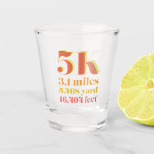 5k Race Red Running Distance Bold Type Shot Glass