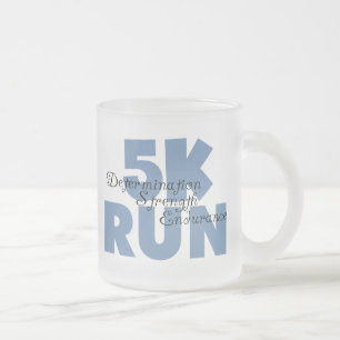 5K Run Blue Frosted Glass Coffee Mug