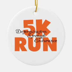 5K Run Orange Ceramic Tree Decoration