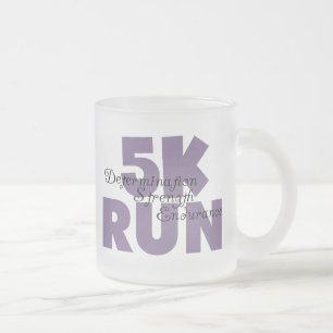 5K Run Purple Frosted Glass Coffee Mug