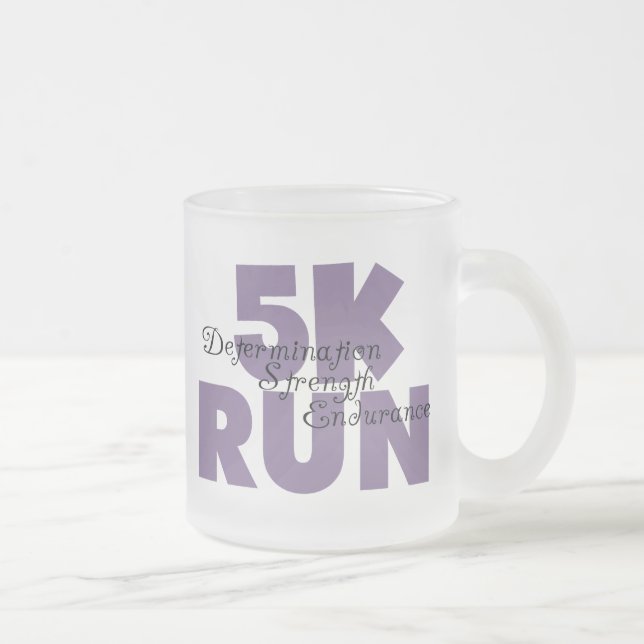 5K Run Purple Frosted Glass Coffee Mug (Right)