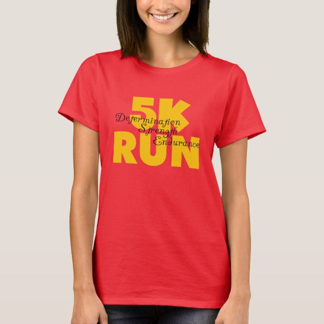5K Run Yellow Running Athletics Sports T-Shirt (Front)