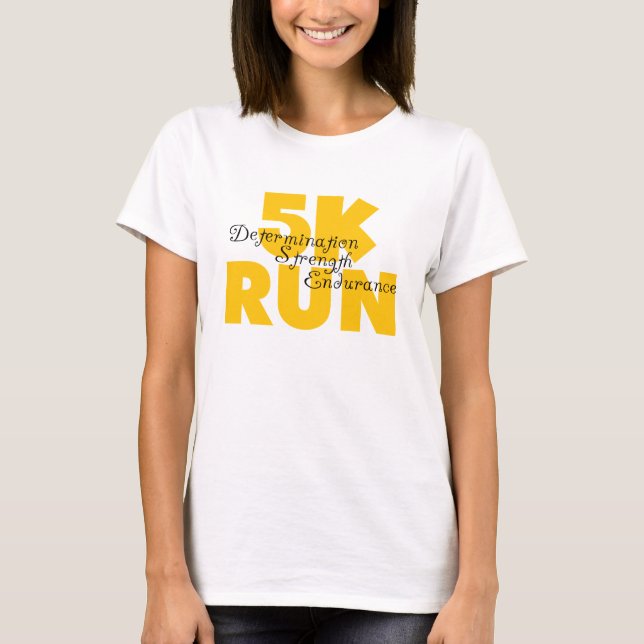 5K Run Yellow Running Athletics Sports T-Shirt (Front)