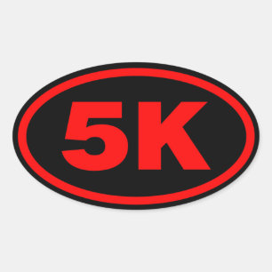 5K Runner Red & Black oval Sticker