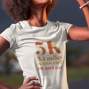 5K Running Race Distance Bold Red Text T-Shirt