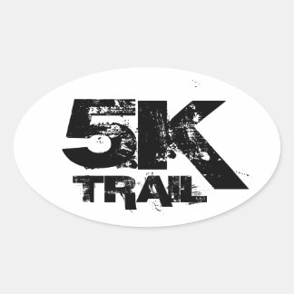 5K Trail Running Oval Decal Black On White Sticker