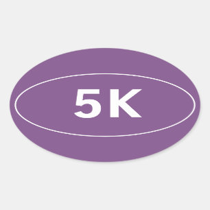 5K Walk Run Purple Oval Sticker