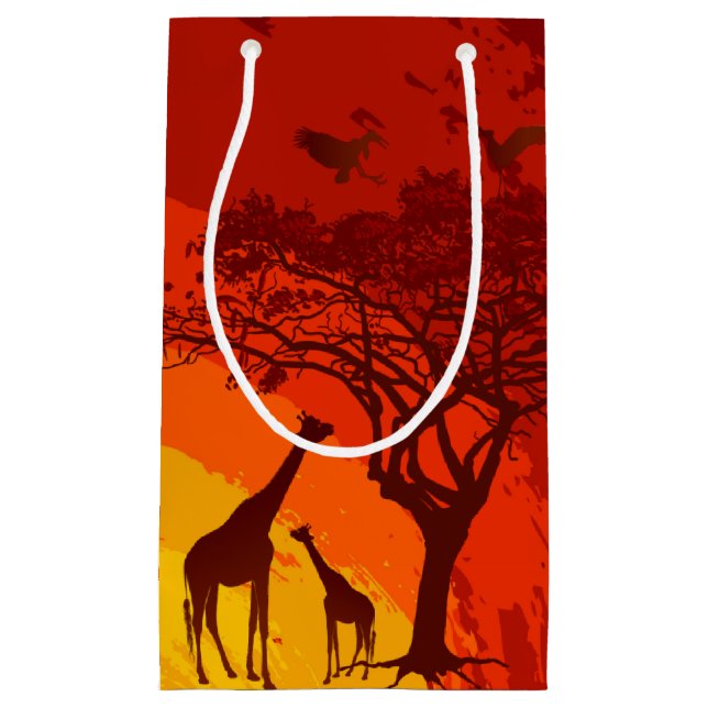 5lx3wx8.5h Small Gift Bag African Safari Giraffe S (Front)