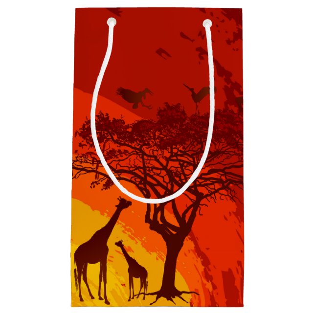 5lx3wx8.5h Small Gift Bag African Safari Giraffe S (Front)