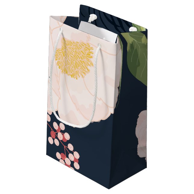 5lx3wx8.5h Small Gift Bag Baby Pink Cosmos on Whit (Back Angled)