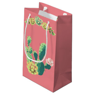 5lx3wx8.5h Small Gift Bag Bohemian Cactus Succulen