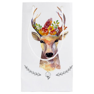 5lx3wx8.5h Small Gift Bag boho deer Buck Head Brow