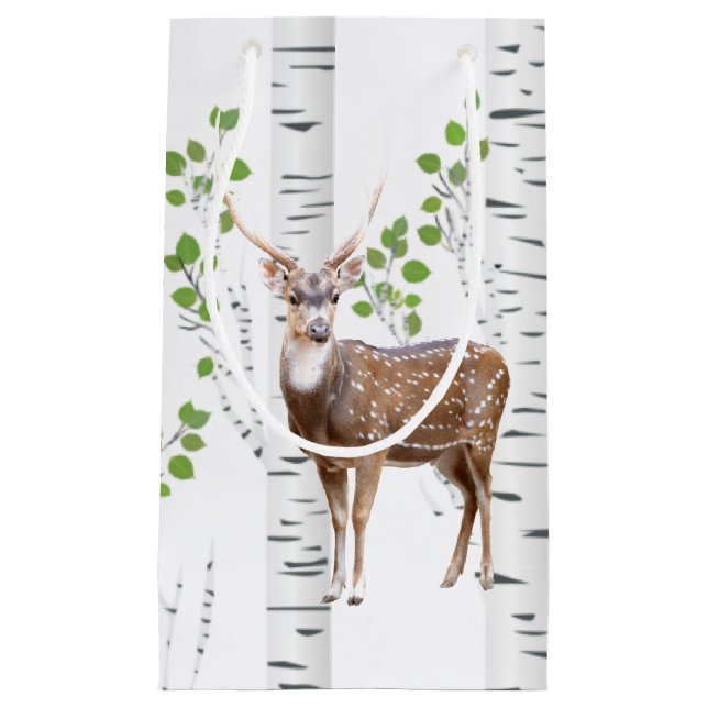 5lx3wx8.5h Small Gift Bag Deer Doe Buck Woodland H (Front)