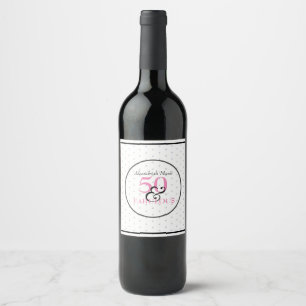 5O and Fabulous Black Pink and White Birthday Wine Label
