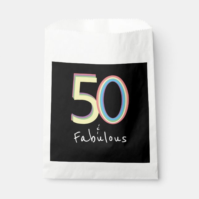 5O and Fabulous black Yellow Rainbow Chic Birthday Favour Bags (Front)