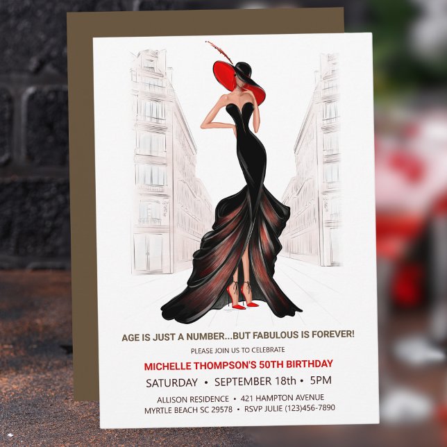 5O AND FABULOUS  ELEGANT CHIC WOMEN'S Birthday   Invitation (Creator Uploaded)