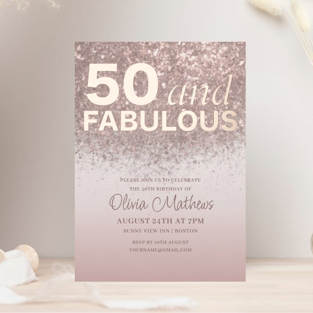 5o & Fabulous Birthday Rose Gold Calligraphy (Creator Uploaded)