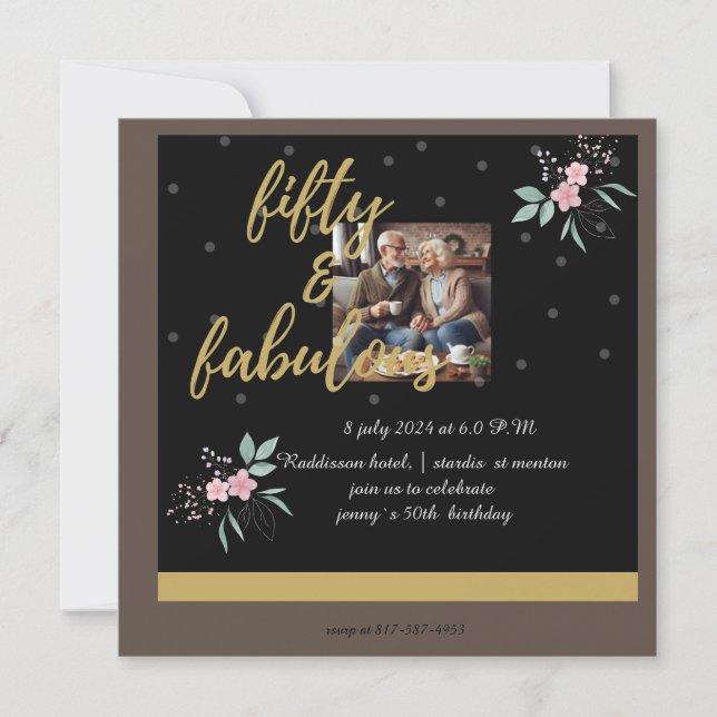 5o th  fabulous birthday  invitation (Front)