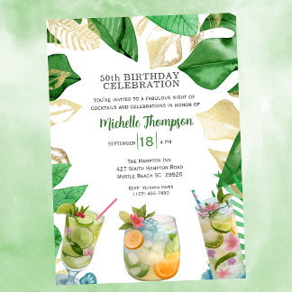 5OTH Birthday Cocktail Party Celebration Invitation