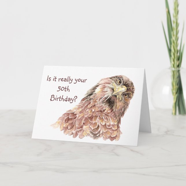 5oth Birthday Funny Insulting Cute Curious Bird Card (Front)