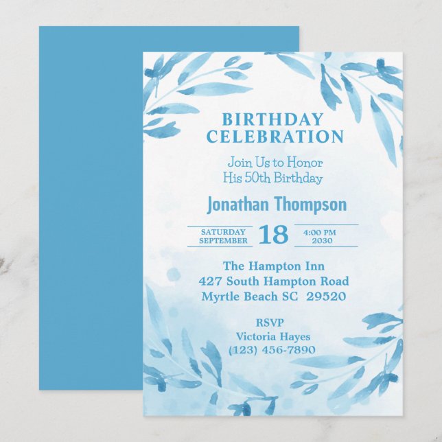 5OTH Birthday  Party Celebration   Invitation (Front/Back)