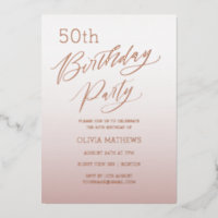 5oth Birthday Rose Gold Calligraphy