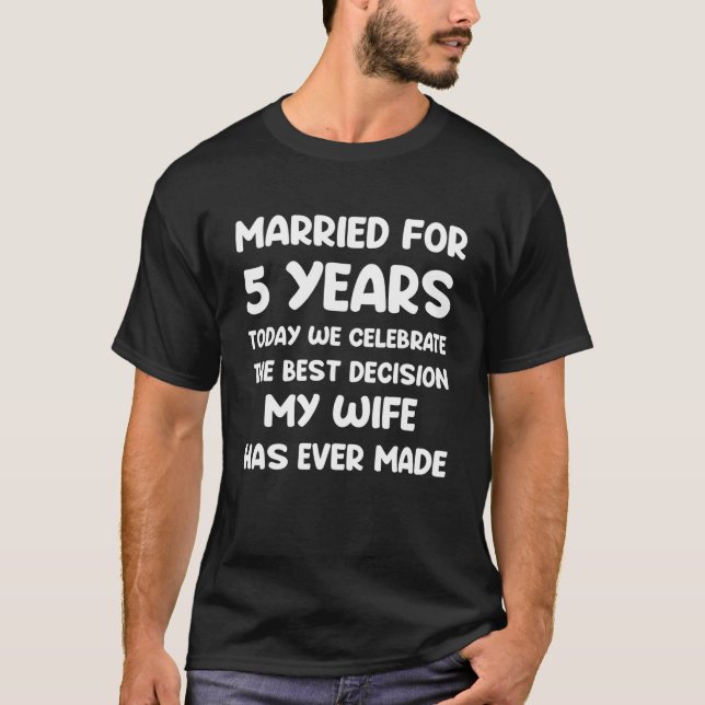 5Th 5 Year Wedding Anniversary After Husband Wife T-Shirt (Front)