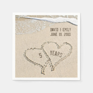 5th Anniversary Beach Hearts Napkins