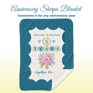 5th anniversary flowers forever blue sherpa blanket