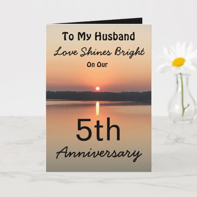 5th Anniversary Husband Love Shines Bright Card (Small Plant)