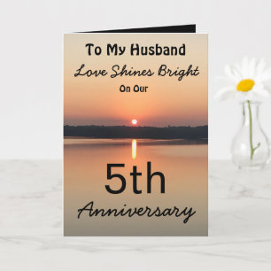 5th Anniversary Husband Love Shines Bright Card