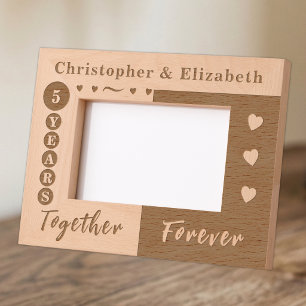 5th anniversary names forever  etched frames