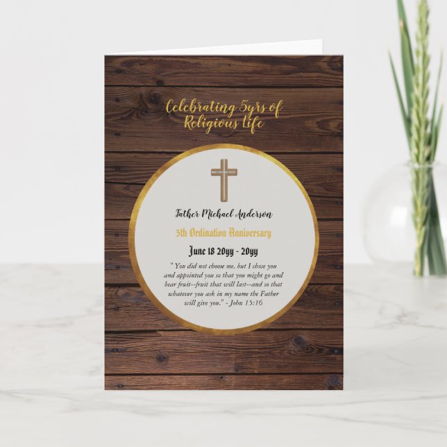 5th Anniversary Ordination Priest - ANY Clergy Card (Front)