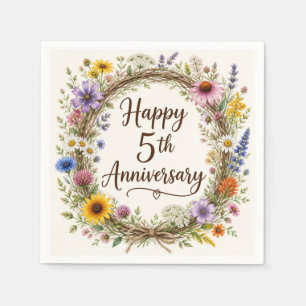 5th Anniversary Paper Napkins, Fifth Wedding Party Napkin
