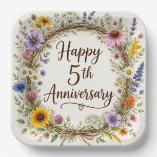 5th Anniversary Paper Plates, Fifth Wedding Plate