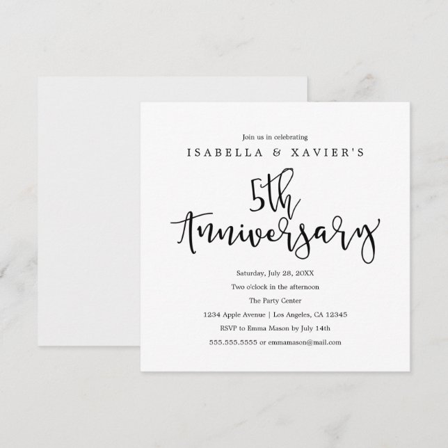 5th Anniversary | Party Invitation (Front/Back)