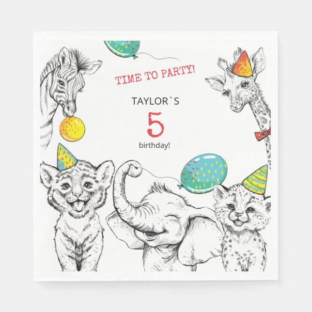 5th Anniversary Party Paper Napkin  (Front)