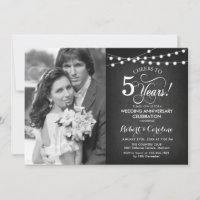 5th Anniversary with Photo - Chalkboard White