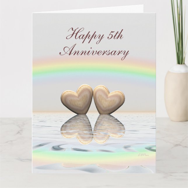 5th Anniversary Wooden Hearts Card (Front)