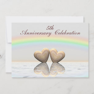 5th Anniversary Wooden Hearts Invitation