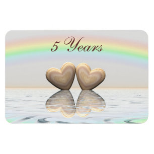 5th Anniversary Wooden Hearts Magnet