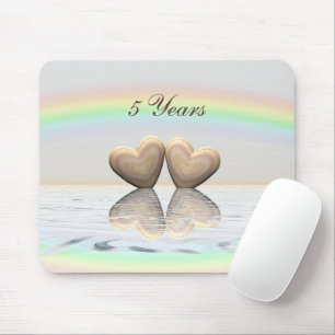 5th Anniversary Wooden Hearts Mouse Mat